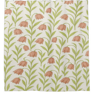 Beige and Pink Floral Shower Curtain