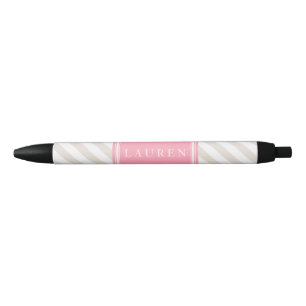 Beige and Pink Stripes Pattern Pen