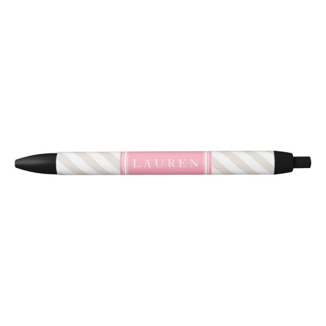 Beige and Pink Stripes Pattern Pen (Front)