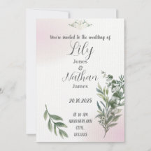 Beige and pink wedding invitation template