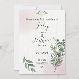 Beige and pink wedding invitation template
