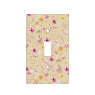 BEIGE AND PINK WHIMSICAL LIGHT SWITCH COVER
