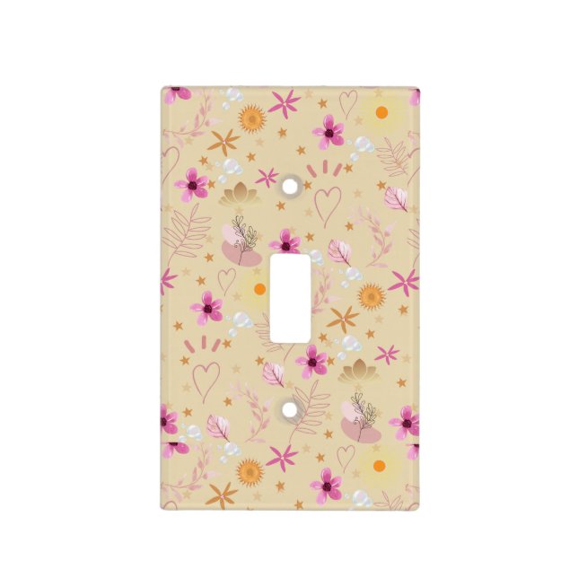 BEIGE AND PINK WHIMSICAL LIGHT SWITCH COVER (Front)