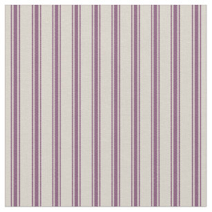 Beige and Plum Purple Classic Ticking Stripes Fabric
