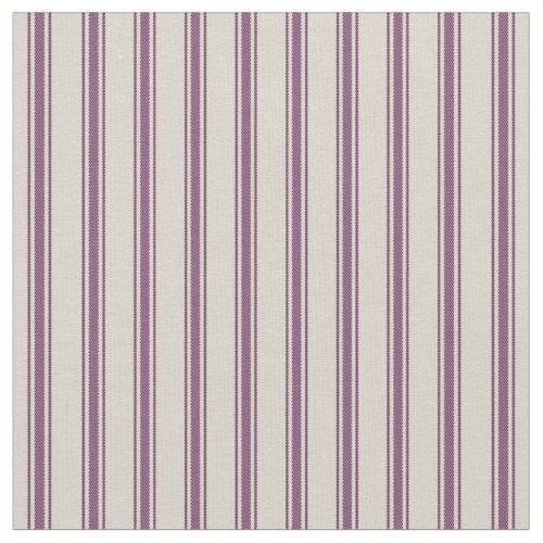 Beige and Plum Purple Classic Ticking Stripes Fabric