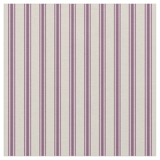 Beige and Plum Purple Classic Ticking Stripes Fabric