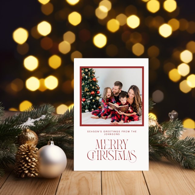 Beige and Red Merry Christmas Wishes Greeting Card (Creator Uploaded)