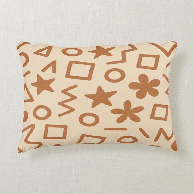 Beige and Reddish Brown Accent Pillow (Front)