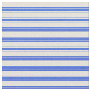 Beige and Royal Blue Colored Stripes Pattern Fabric