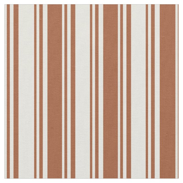 Beige and Sienna Striped/Lined Pattern Fabric (Close Up)