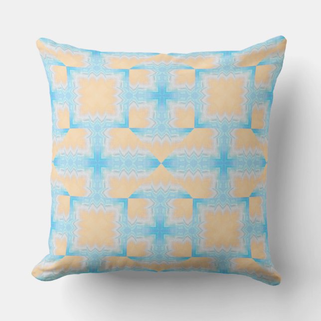 Beige and Sky Blue Seamless  Throw Pillow (Front)