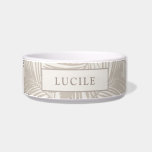 Beige and Tan Tropical Palm Leaf Pet Name<br><div class="desc">Tropical palm leaf pattern in a beige and tan color scheme pet bowl with a personalized name for your dog or cat. Great for a beach vacation house or a modern kitchen. Part of a coordinated set of unique pet accessories available in the Paper Grape Zazzle designer store.</div>