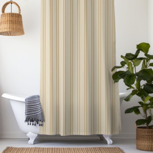 Beige and tan vertical stripes shower curtain (Creator Uploaded)