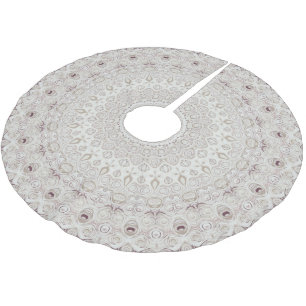 Beige and Taupe Mandala Pattern Design Brushed Polyester Tree Skirt