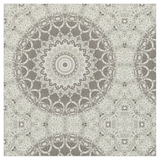 Beige and Taupe Mandala Pattern Design Fabric