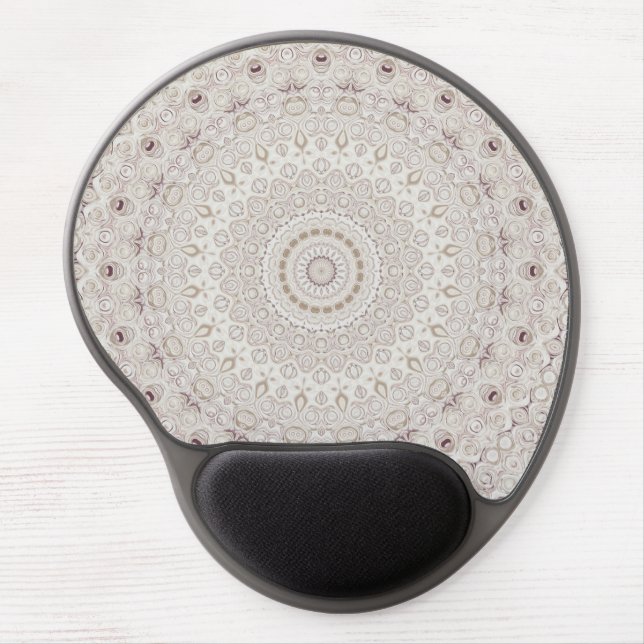 Beige and Taupe Mandala Pattern Design Gel Mouse Pad (Front)