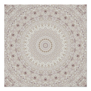 Beige and Taupe Mandala Pattern Design Poster