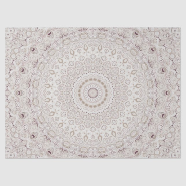 Beige and Taupe Mandala Pattern Design Tissue Paper (Front)