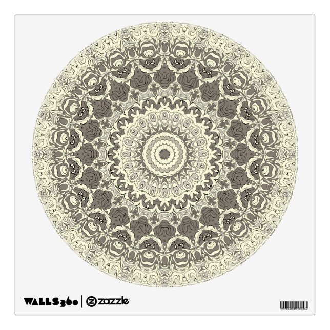 Beige and Taupe Mandala Pattern Design Wall Decal (Front)