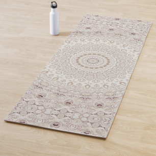 Beige and Taupe Mandala Pattern Design Yoga Mat