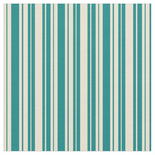 Beige and Teal Stripes Pattern Fabric