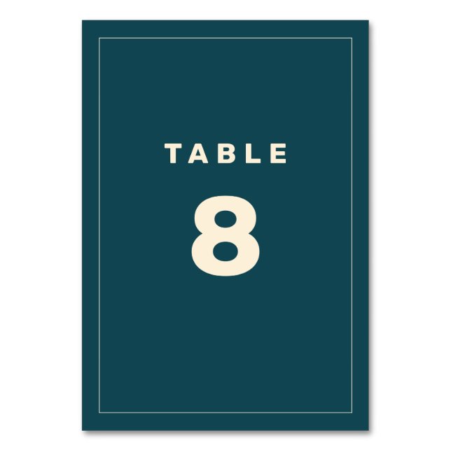Beige and Teal Wes Anderson Inspired Table Number (Front)
