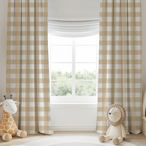 Custom Window Curtains 10 Beige And White Buffalo Plaid Checkered Blackout Curtains
