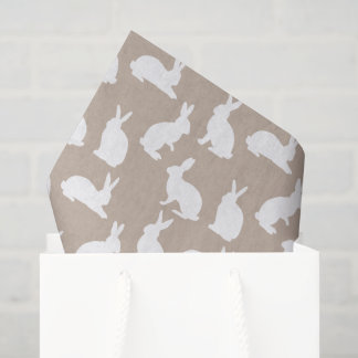 Beige And White Bunny Pattern Neutral Easter Tissue Paper