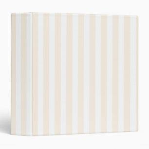 Beige and white candy stripes 3 ring binder