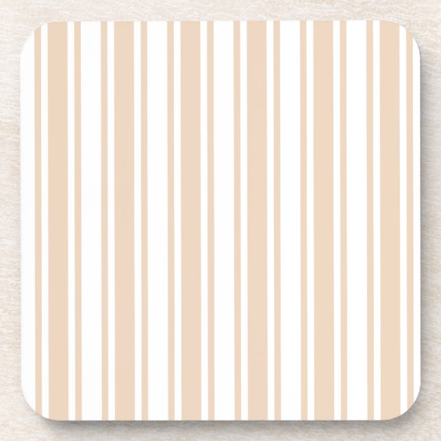 Beige and white candy stripes beverage coaster (Front)
