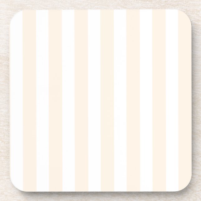 Beige and white candy stripes beverage coaster (Front)