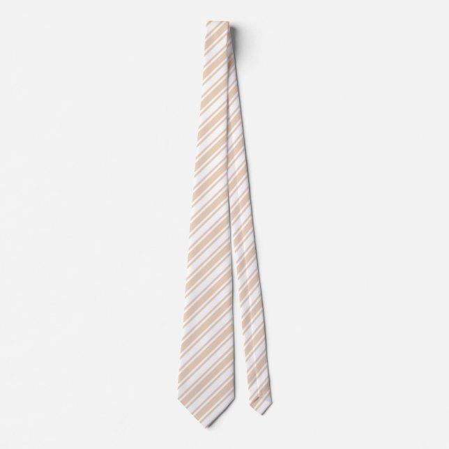 Beige and white candy stripes neck tie (Front)