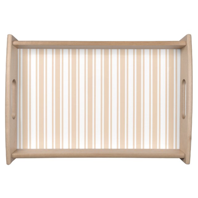 Beige and white candy stripes serving tray (Front)