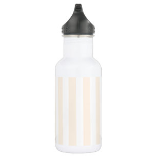 Beige and white candy stripes stainless steel water bottle