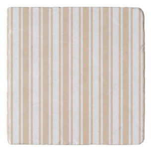 Beige and white candy stripes trivet