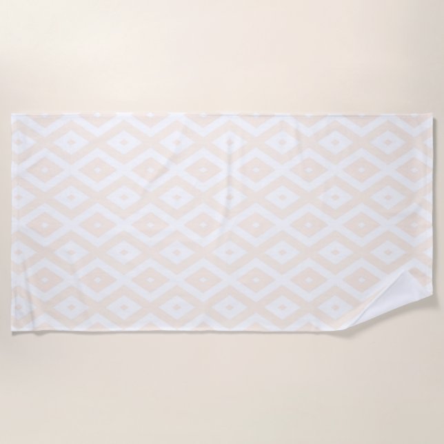 Beige and white diamond pattern beach towel (Front)