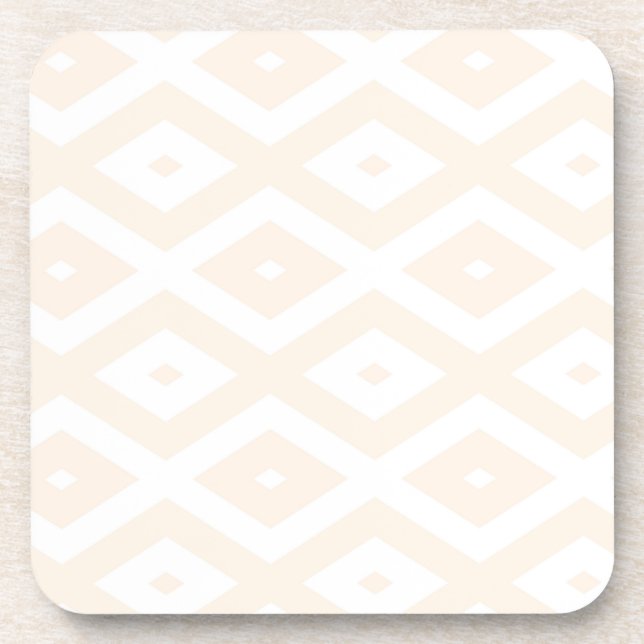 Beige and white diamond pattern beverage coaster (Front)