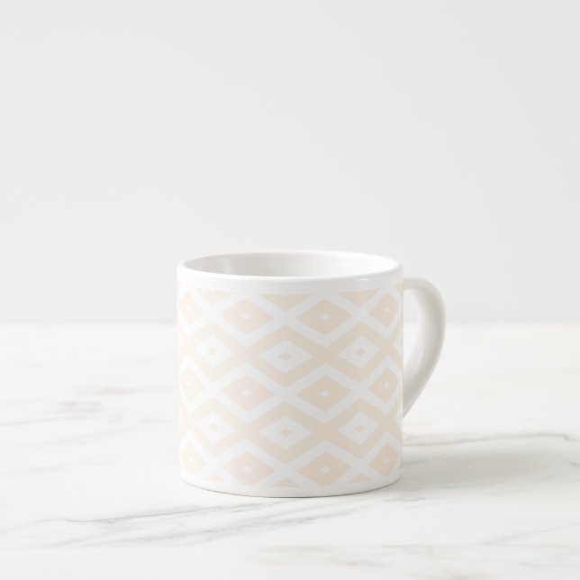 Beige and white diamond pattern espresso cup (Front Right)