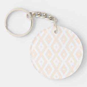 Beige and white diamond pattern keychain
