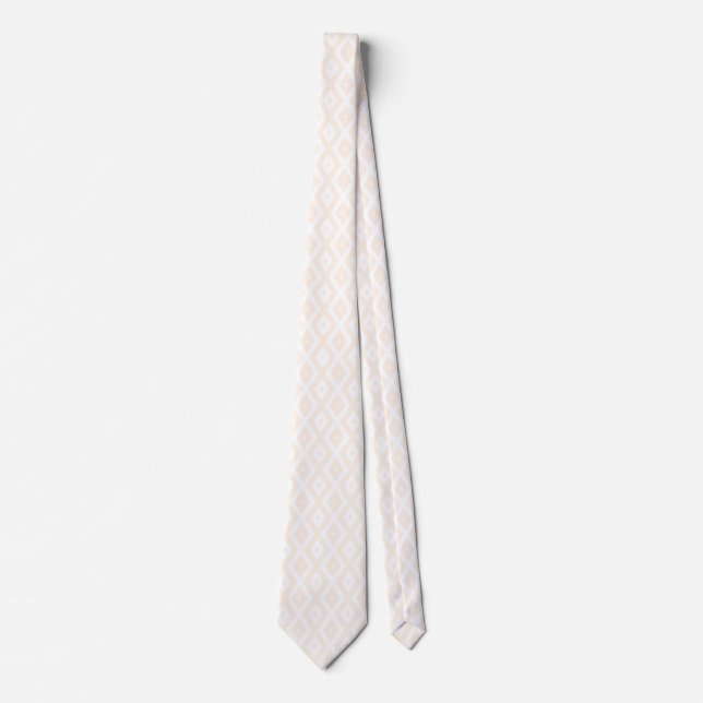 Beige and white diamond pattern neck tie (Front)