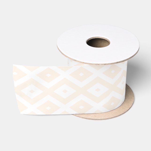 Beige and white diamond pattern satin ribbon (Spool)