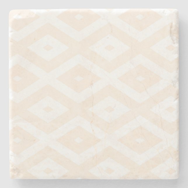 Beige and white diamond pattern stone coaster (Front)