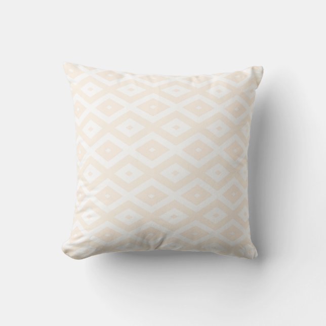 Beige and white diamond pattern throw pillow (Front)