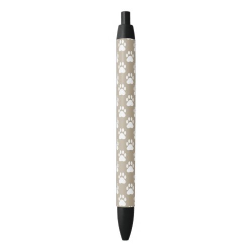 Beige And White Dog Paws Pattern Black Ink Pen