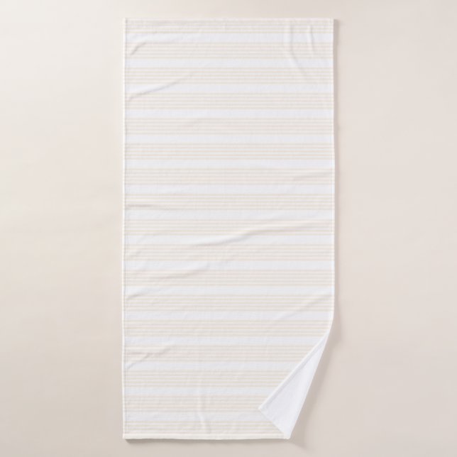 Beige and white five stripe pattern bath towel (Bath Towel)