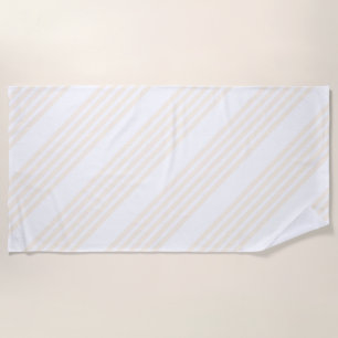 Beige and white five stripe pattern beach towel