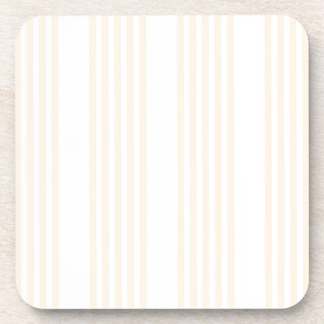 Beige and white five stripe pattern beverage coaster (Front)