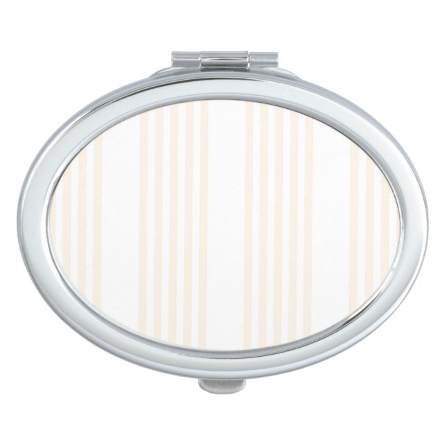Beige and white five stripe pattern compact mirror (Front)