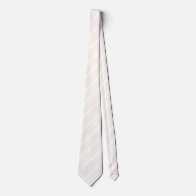 Beige and white five stripe pattern neck tie (Front)