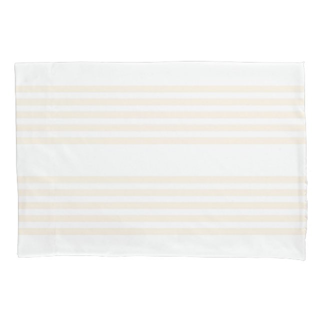 Beige and white five stripe pattern pillow case (Front)